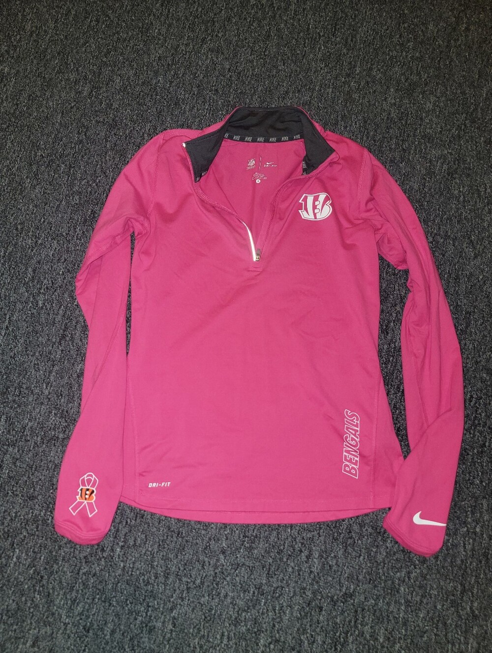 Nike Women’s Pink Long-Sleeve Quarter-Zip Cincinnati Bengals Pullover